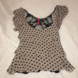 Tan & Black Ruffled Shirt